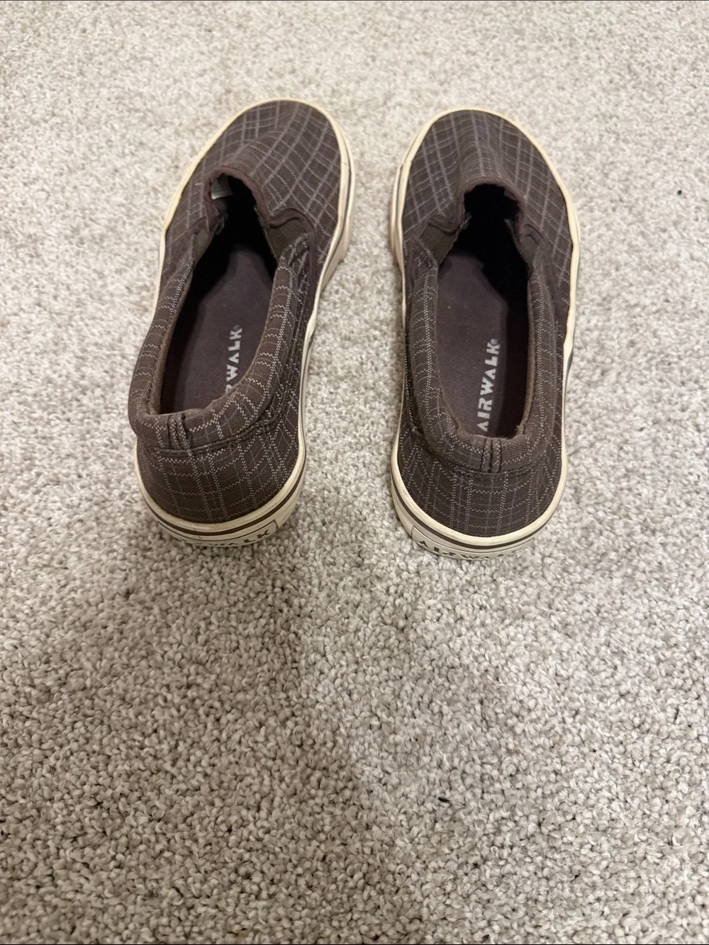Airwalk Men’s Brown Plaid Slip-On Canvas Loafers